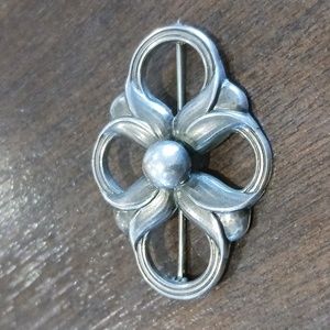 Georg Jensen SS 925 Denmark Quadrofoil Flower Brooch # 305 Pattern